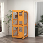 PawHut 31.5" L Outdoor Large Catio Cat House with Wheels and Resting Box - Orange-Top asphalt roof for weather resistance 