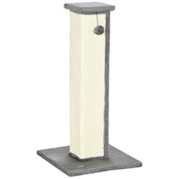 PawHut 32" Cat Scratching Post with Sisal Teasing Ball - Grey-Sisal scratcher to satisfy the nature of your cats and protect your furniture 