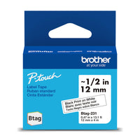 Brother Genuine BTAG231 Label Tape for P-touch Label Makers - Black on White - 12 mm W x 4 m L-Whatever your project, you have our word on it.Trust Brother, Canada’s reliable label maker brand for all your labelling needs.