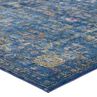 Modway Minu Distressed Floral Lattice Area Rug - 5 ft W x 8 ft L - Dark Blue Yellow/Orange-Stain Resistant / Easy To Clean
