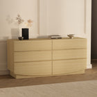 Manhattan Comfort Ardea 72" Contemporary 6-Drawer Double Dresser - Natural Oak-Smooth-Glide Drawer: Features easy-glide, non-ball-bearing tracks for everyday convenience