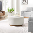 Modway Tilden Large 29" Round Boucle Upholstered Ottoman - Cloud/Walnut-Rubberwood Plinth Base