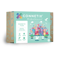 Connetix Pastel Creative Pack - 120 Pieces-120 piece pack - Contains 8 x Large squares, 48 x Small squares, 16 x Equilateral triangles, 16 x Right angle triangles, 16 x Isosceles triangles, 8 x Window square pieces and 8 x Door pieces