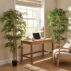 Outsunny 6' Artificial Bamboo Tree in Pot with 1530 Leaves - Green - 2 Pack-Cement soil and PE moss are included, making it more stable and real 