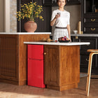 HOMCOM 3.2 cu ft Mini Fridge with Freezer and Reversible Doors - Red-Cools quickly and quietly with a low-energy consumption compressor