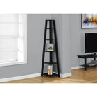 Monarch Specialties 2499 72"H Bookcase - Black Corner Accent Etagere-5 Fixed Shelves