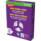 Staples FSC-Certified Laser Bright White Paper - 28 lb. - 8.5" x 11" - White - 500 Sheets-28 lb.