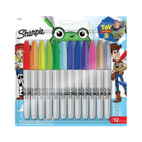 Sharpie Permanent Markers - Toy Story 5 Packaging - Fine Point - Assorted Colours - 12 Pack-Sharpie permanent markers with ink that marks on paper, plastic, metal, and most other surfaces