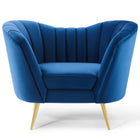 Modway Opportunity Performance Velvet Armchair - Navy-Chair Weight Capacity: 300 lb