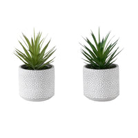 Monarch Specialties 9362 9" Tall Artificial Succulents - White Cement Pots - Set of 2-Add a modern decorative accent with this set of 2 artificial succulent plants, each standing 9" tall a stylish accent for the home or office that suits shelves, desks, or tabletops