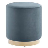 Modway Tilden 16" Round Performance Velvet Upholstered Ottoman - Cadet Blue/Natural-Performance Velvet Upholstery