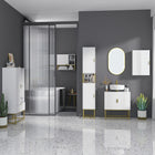 Kleankin Narrow Bathroom Linen Cabinet with Adjustable Shelf and Two Doors - White-Anti-tipping design and anti-slip foot pads add safety and stability