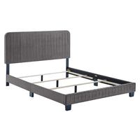 Modway Celine Channel Tufted Performance Velvet King Bed - Grey-King Bed
