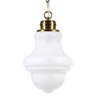 Hudson&Canal Annie 9.13" Wide Pendant with Glass Shade - Brass/White Milk-Paired with a white bell/globe glass shade
