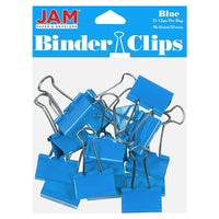 JAM Paper Colourful Binder Clips - Medium - 1 1/4" - Blue - 15 Pack-Colour: Blue | Made of tempered steel for an extra strong hold