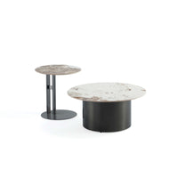 Manhattan Comfort Alondra Modern Glam Coffee and End Table - Black - Set of 2-Modern Coffee Table and End Table Set for Living Room Use