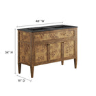 Modway Elysian 48" Wood Double Sink Bathroom Vanity - Black/Brown-Ceramic Double Sink Basin