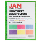 JAM Paper Heavy Duty Plastic 3 Hole Punch Pocket Folders - Extra Tough School Folders - Assorted Wave Colours - 6 Pack-Size: 9.5 x 11.625 inches | Easily fits 8.5" x 11" documents