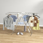 HOMCOM 2-Tier Foldable Adjustable Laundry Rack - Silver-Three additional areas offer ample space for clothes and towels 