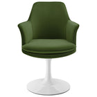 Modway Lippa Swivel Dining Performance Velvet Armchair - White Moss Green-8