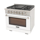 Kucht 36" KFX-X Series Pro Style Natural Gas Range - Stainless Steel/White-Liquid propane convertible