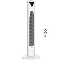 HOMCOM 37" Freestanding Tower Fan with 3 Speed Timer and LED Sensor Panel - White-Features 4 modes (Normal, Natural, Sleep, Child) and 3 speeds (High, Medium, Low) 