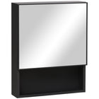 Kleankin Wall Mounted Bathroom Mirror Cabinet with Storage Shelves - Black-Use as a toiletry, beauty or medicine cabinet in your bathroom