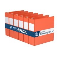 Davis Group Premium Economy Binder - D Ring - 3" - Orange - 6 Pack-3 Ring Binder