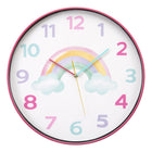 Monarch Specialties 9103 18" Round Juvenile Wall Clock - Multi-Coloured Face/Pink Frame-This 18" round analog wall clock features a sweet multi-colored face with a sleek pink frame, making it a standout piece in any juvenile space
