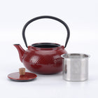 Minimal Enamelled Cast Iron Teapot - Dot Red - 0.6 L-Perfect for brew the team and boil water with it