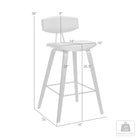 Armen Living Fox 25.5" Counter Height Mid-Century Modern Bar Stool in Grey Faux Leather & Walnut Wood-7