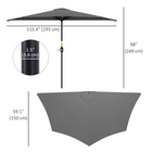 Outsunny Half-Round Patio Umbrella with Crank and Vent - 9.8' - Dark Grey-Top vent to reduce the situation of being overturned by wind