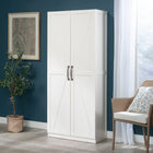 Sauder Storage Cabinet - White-Adjustable shelving: Four adjustable shelves and full upper shelf for the ultimate storage versatility. Each adjustable shelf has a maximum weight capacity of 25 lb