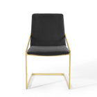 Modway Pitch Performance Velvet Dining Armchair - Gold/Black - 2 Pack-Chair Weight Capacity: 330 lbs.
