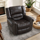 Ebello Chemika 40.9" W Classic Super Soft Padding And Oversize Manual Recliner With Rivets-darkbrown-9
