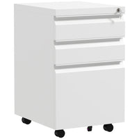 Vinsetto Steel Letter/A4/Legal Filing Cabinet with Hanging Bar - White-Fits under desks for efficient space utilization
