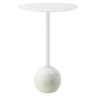 Modway Aliza Round White Marble Side Table - White White-Iron Tabletop & Pedestal