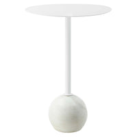 Modway Aliza Round White Marble Side Table - White White-Iron Tabletop & Pedestal