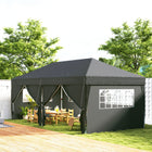 Outsunny 10' ft W x 20 ft L Pop Up Tent Outdoor Easy Folding Gazebo Party Tent - Black-Powder coated steel frame to endure long lasting use