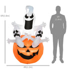 HOMCOM 6' Inflatable Pumpkin Jack-O-Lantern Ghosts Halloween Decoration-Includes four ground stakes and two drawstrings to help keep it anchored on windy nights 