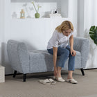 HOMCOM Upholstered Storage Bench with Armrests - Grey-Suitable for the entryway, window side, and living room;