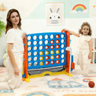 Qaba 4 in 1 Kids Jumbo Connect 4 Game Set with Basketball, Ring Toss, Golf - Multicoloured-Three adjustable heights grow with your child from ages 1 to 8 
