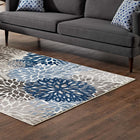 Modway Calithea Vintage Classic Abstract Floral Area Rug - 5 ft W x 8 ft L - Blue Brown/Beige-Gripping Rubber Underside 