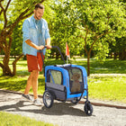 Aosom 2-in-1 Pet Bike Trailer and Stroller with 360 Swivel Wheels - Blue-Built-in hand-lock brake system 
