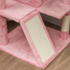 PawHut 54" Cat Tree Tower with Scratching Posts and Condos - Pink-Colour: Pink, Cream White 