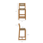 Modway Reed 40" Outdoor Outdoor Teak Wood Counter Stool - Natural-Faux Rattan Seat And Back