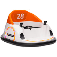 Qaba Toddlers 12V Ride-on Bumper Car with 360 Degree Spin and Remote Control - Orange-360° rotation allows forward and backward movement for fun maneuvering 