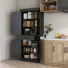 HOMCOM 71" H Freestanding Kitchen Pantry Cabinet with 4 Doors and Compartment - Black-Ample storage space includes 2 three-tier cabinets and 1 wide drawer 