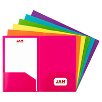 JAM Paper Legal Heavy Duty Plastic 2 Pocket Presentation Folders - Assorted Fashion Colours - 6 Pack-Durable Plastic Presentation Folders | Colours: Fuchsia Pink, Teal, Purple, Orange, Yellow & Lime Green