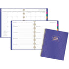 AT-A-GLANCE 2026-27 Badge Geometric Weekly/Monthly Planner - 11"x 9" - Purple - Bilingual-Twin coil binding